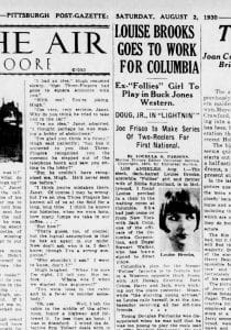 1930 Louise Brooks Goes To Work For Columbia – Louella Parsons Saturday, August 2