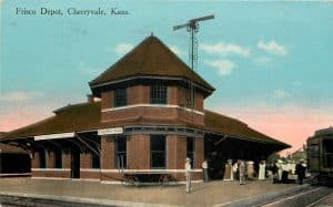 1911 Cherryvale, Kansas Frisco Depot Postcard
